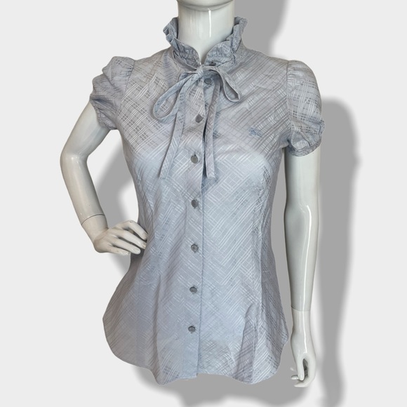 Authentic Burberry Blue Check Ruffle Top - Picture 6 of 16